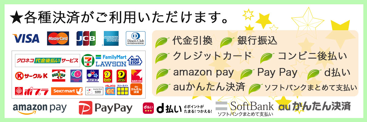 各種お支払い方法がご使用できます。