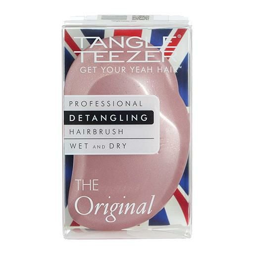 タングルティーザー　TANGLE　TEEZER　オルジナル　シャンパンロゼは、髪のもつれ絡まりをストレスなく解きほぐしブラッシングによるキューティクルへのダメージを最小限に髪本来の艶と輝きを甦らせるヘアケアブラシです。（パッケージ写真）