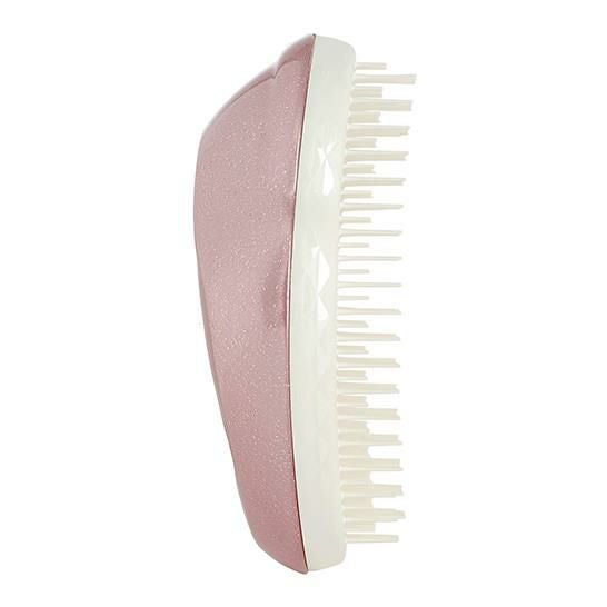 タングルティーザー　TANGLE　TEEZER　オルジナル　シャンパンロゼは、手にフィットし、軽くて持ち歩きやすいヘアブラシで、男性にもおすすめです。（横の写真）