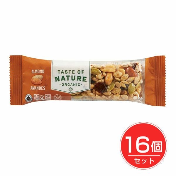 Taste　of　Nature　オーガニックフルーツ＆ナッツバー　アーモンド　1本×16個セット　【むそう商事】1