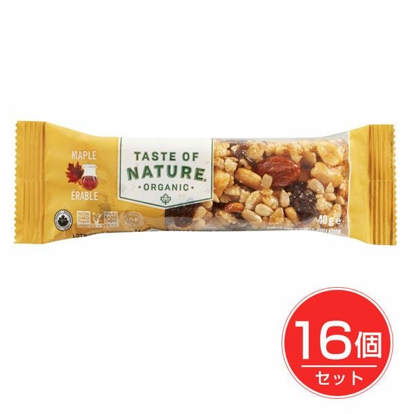 Taste　of　Nature　オーガニックフルーツ＆ナッツバー　メープル　1本×16個セット　【むそう商事】1
