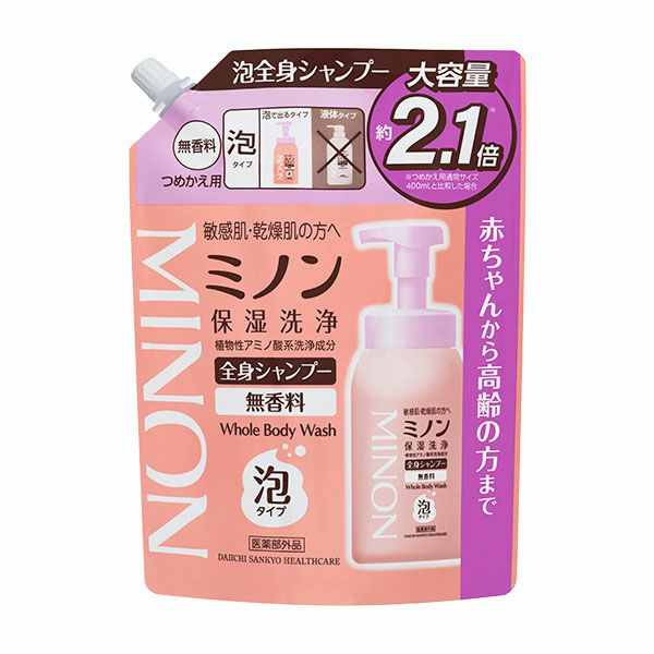 ミノン　全身シャンプー 泡タイプ つめかえ用　840ml《医薬部外品》　【第一三共ヘルスケア】1