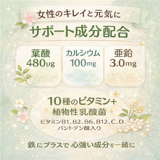 フェリチン鉄＋葉酸　60粒 ×6個セット (合計120日分)   【ユニマットリケン】3