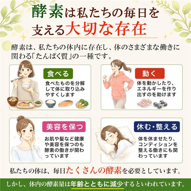 酵素は毎日の食生活や美容、健康を支える大切な成分です。ココカラダ 美酵素は、毎日の美容と健康習慣をサポートします。